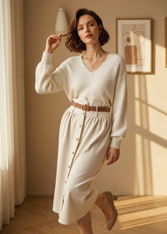 Fashion Elegant High Waist Long Academy Skirt