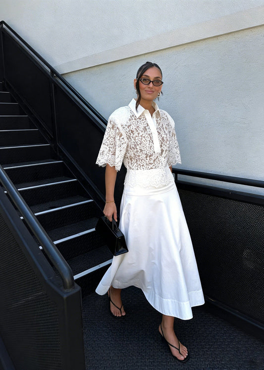Elegant Versatile Lace Short Sleeve Blouse for Commute