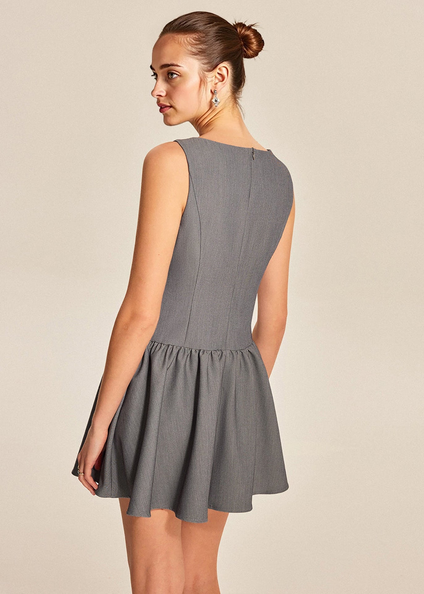 Women's sleeveless casual button mini dress, elegant