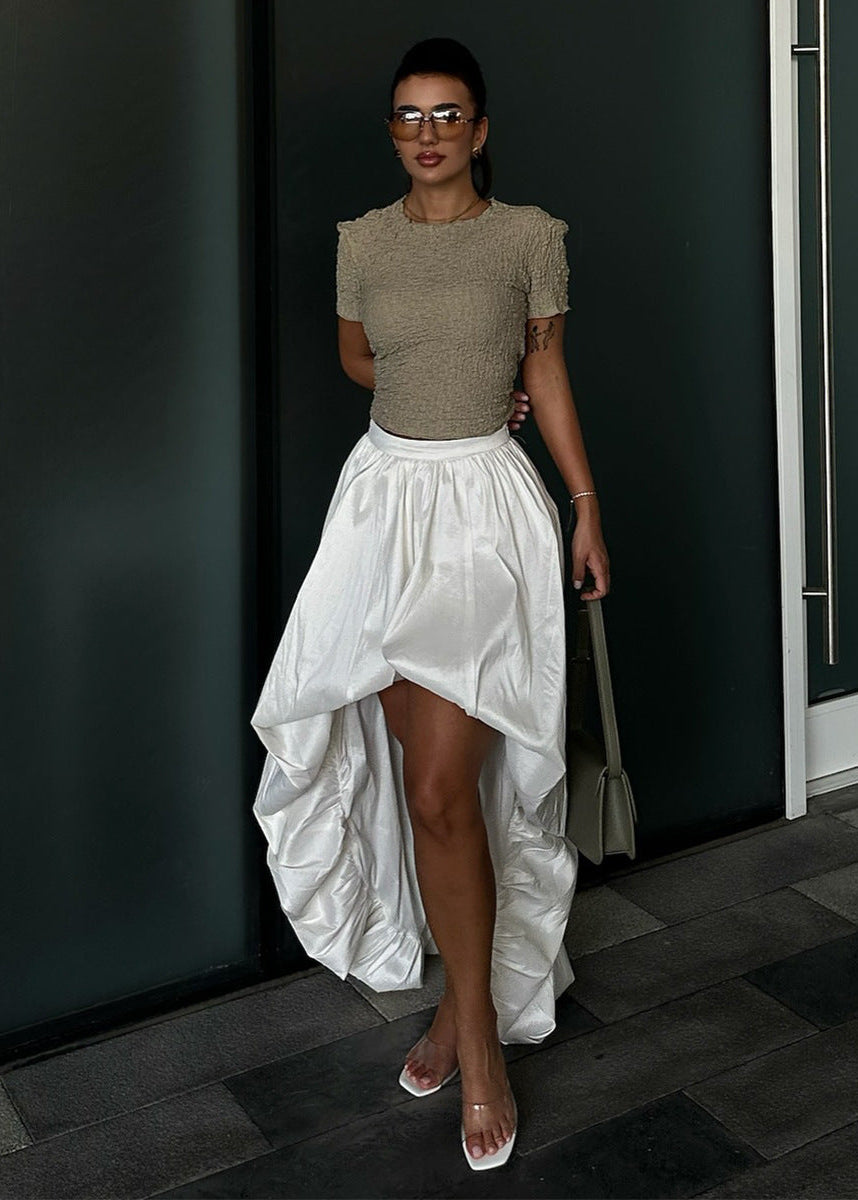 Cotton Irregular Bud Design Skirt, Street Style