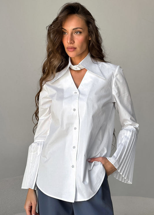 French Style Cotton Bell Sleeve Shirt, Fashion & Commute