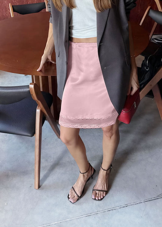 Sexy Commute Straight Skirt with Lace Trim, Elegant Style
