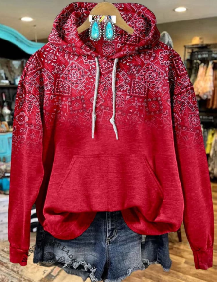 Paisley Casual Hoodie Sweatshirt