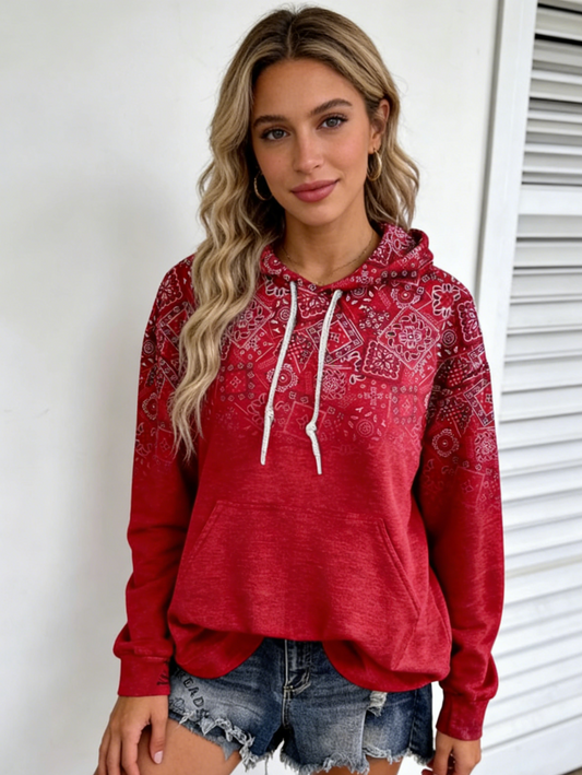 Paisley Casual Hoodie Sweatshirt