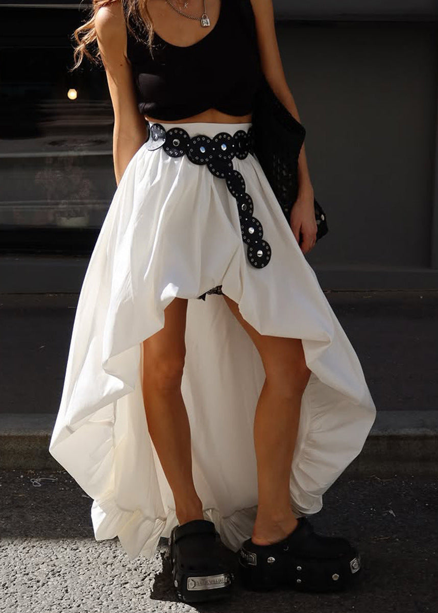 Cotton Irregular Bud Design Skirt, Street Style