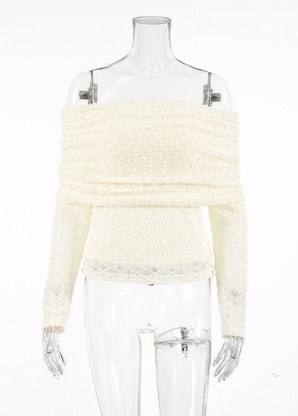 French Style Apricot Off-Shoulder Lace Top