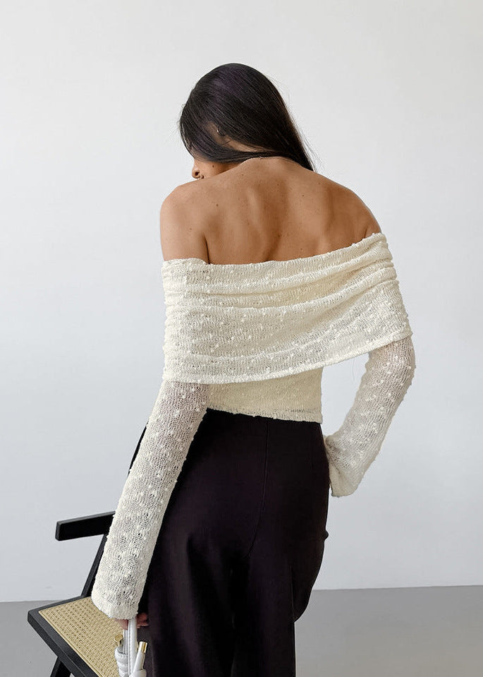 French Style Apricot Off-Shoulder Lace Top