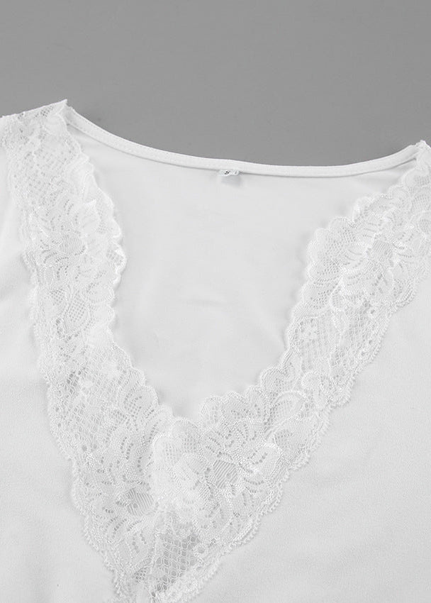 Pure Desire Style Sexy White Lace Dress, Slim Fit Deep V