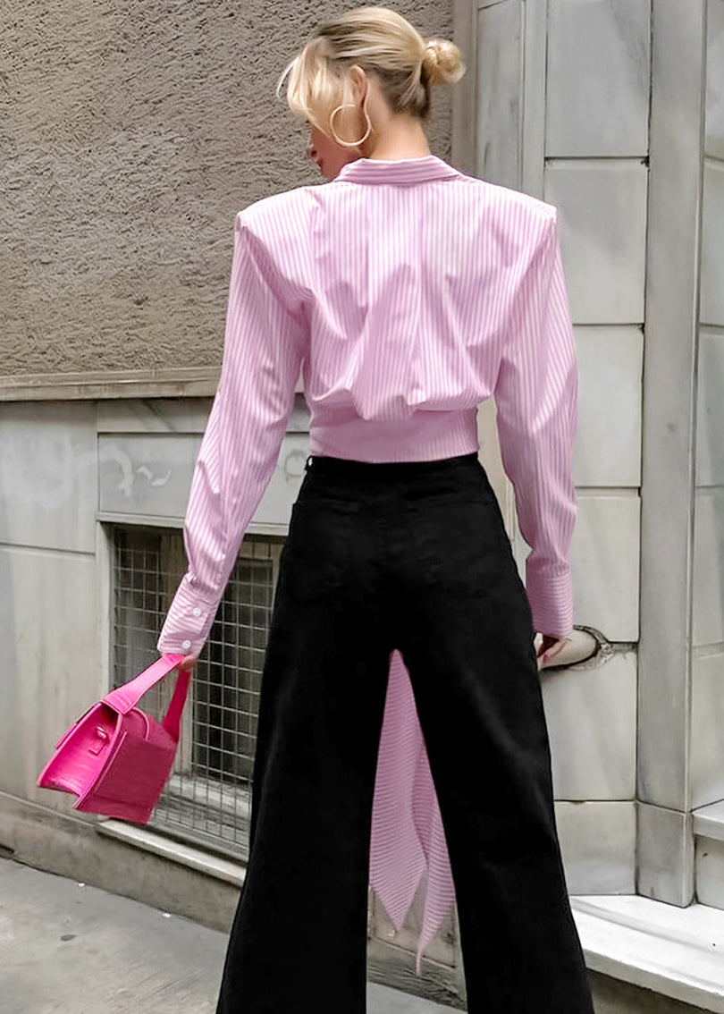 Women's Shirt with Stylish Tie Waist, Slim Fit & Versatile