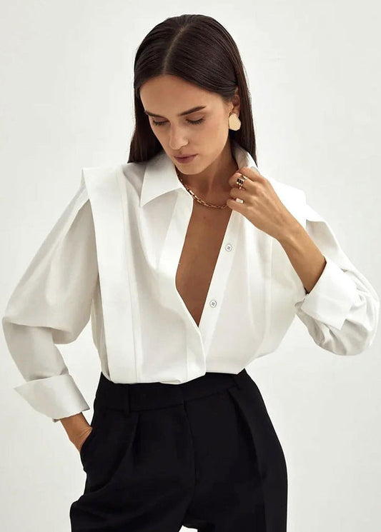 Women's French Commute Shirt, Structured Shoulders, Slim & Luxurious