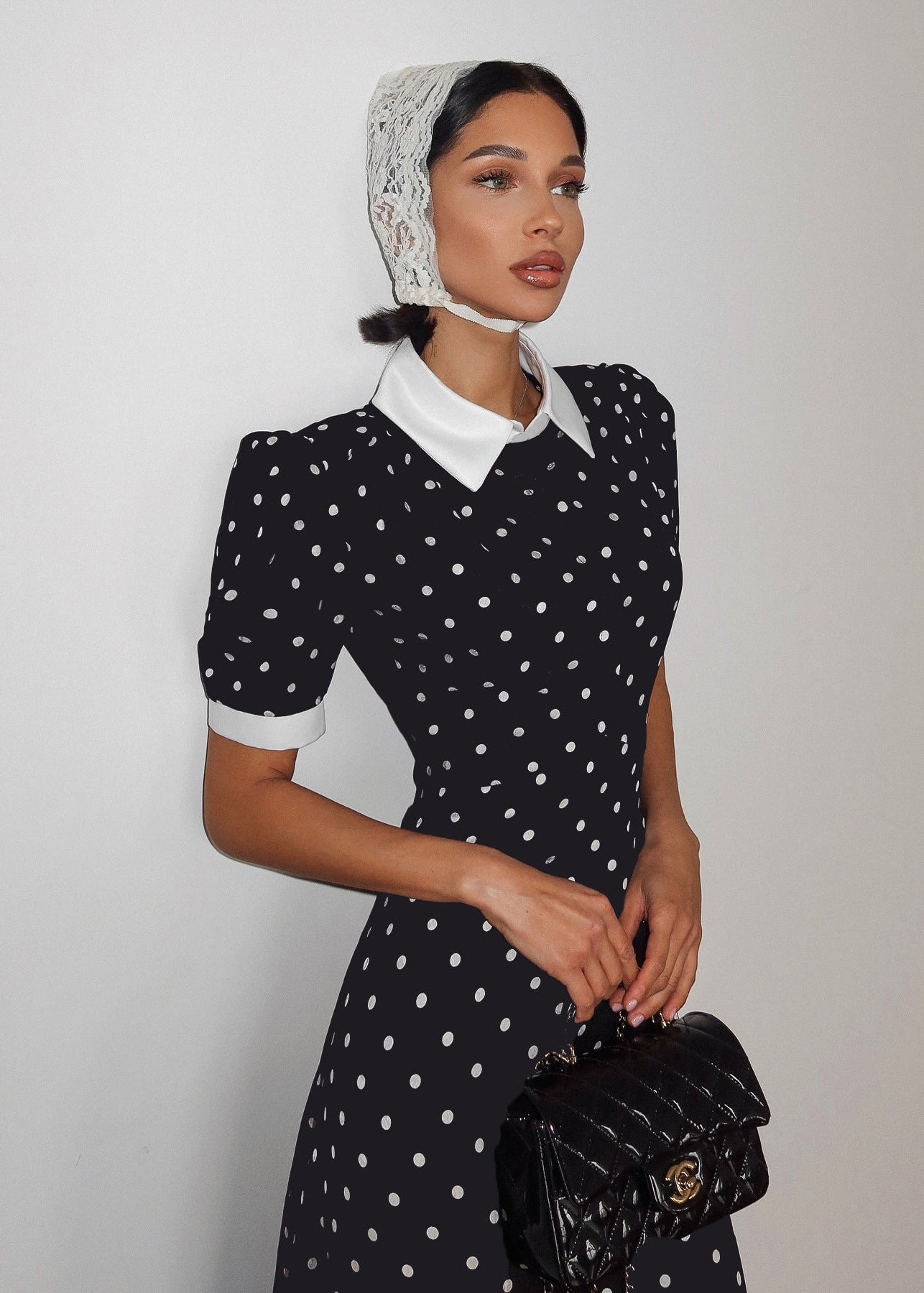 Polka Dot Print Elegant Commute Waist A-Line Dress