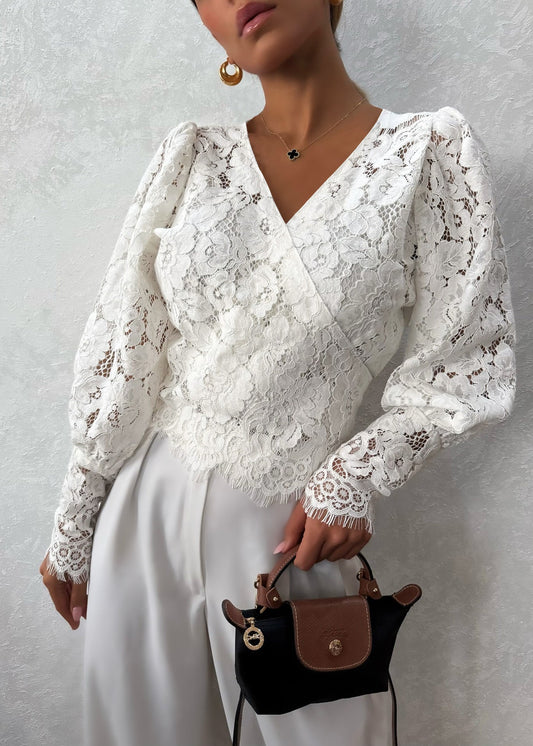 V-Neck Lace Top • Commute Style