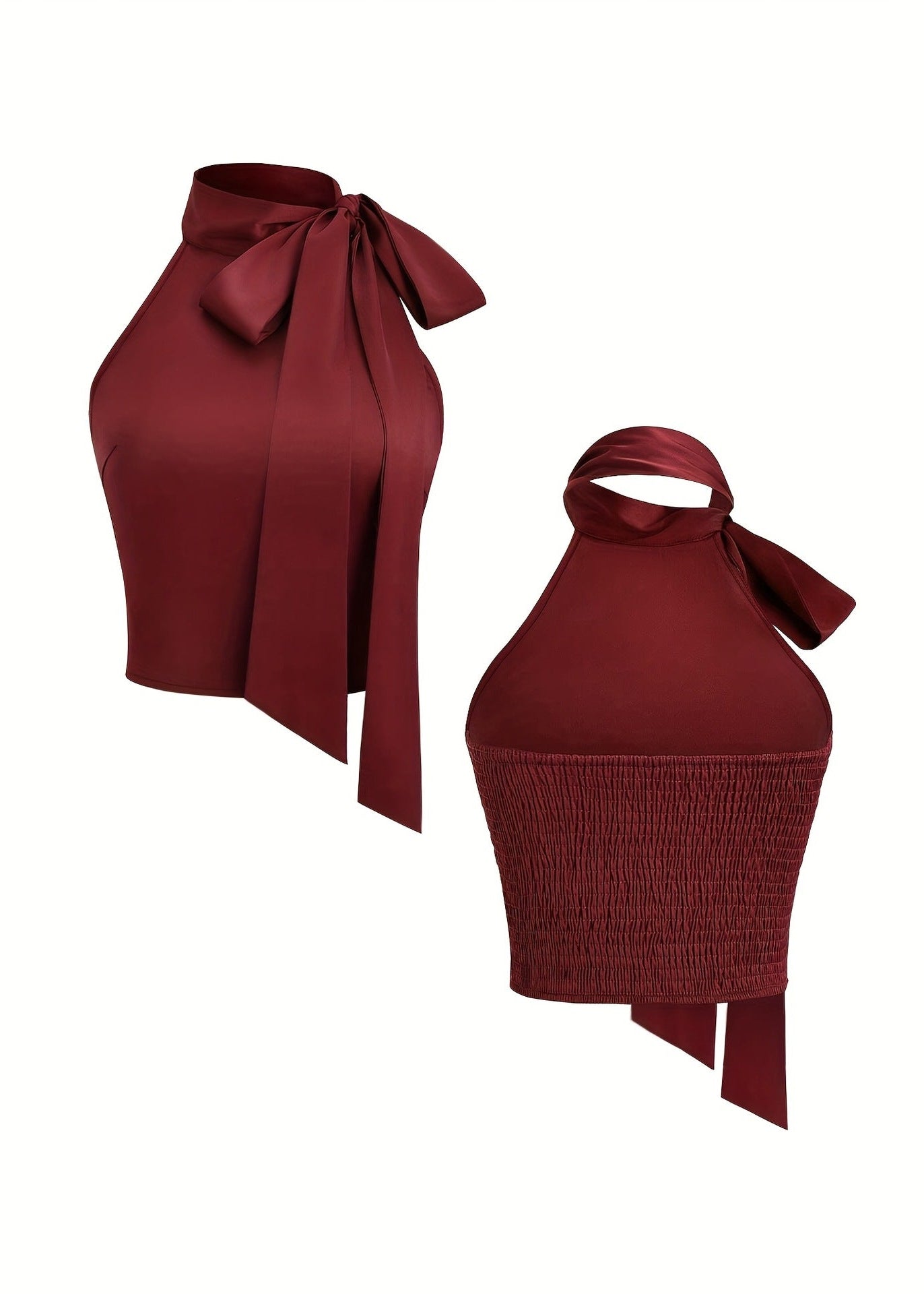 Elegant Commute Sleeveless Satin Blouse with Big Bow