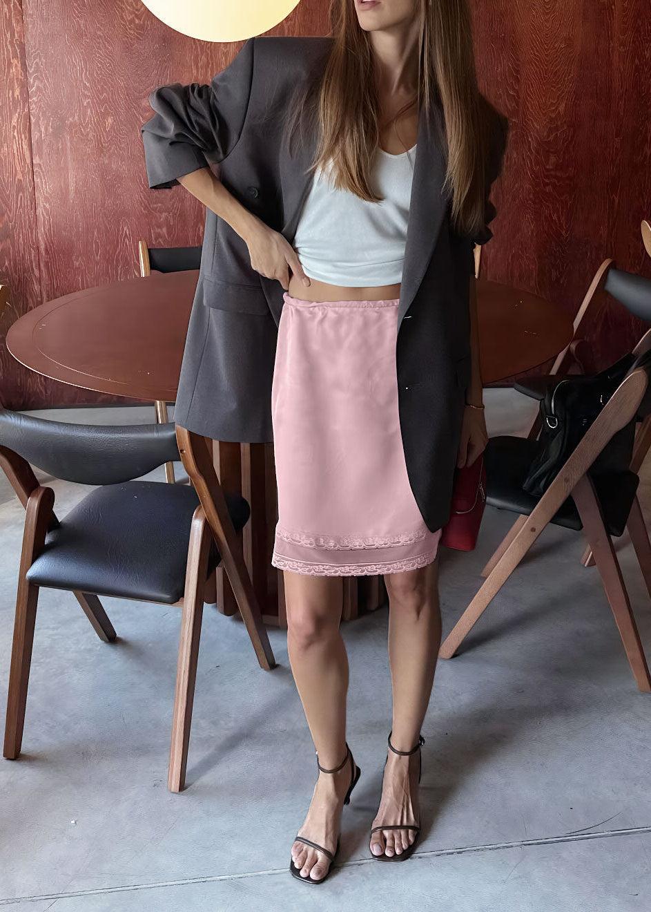 Sexy Commute Straight Skirt with Lace Trim, Elegant Style