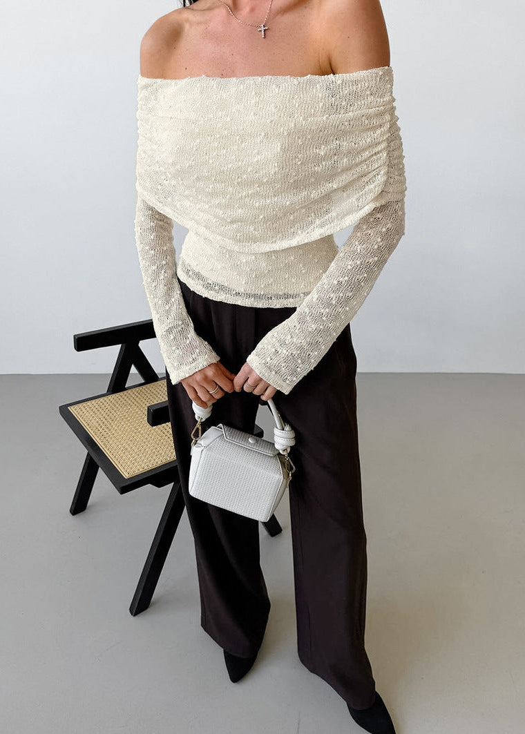 French Style Apricot Off-Shoulder Lace Top