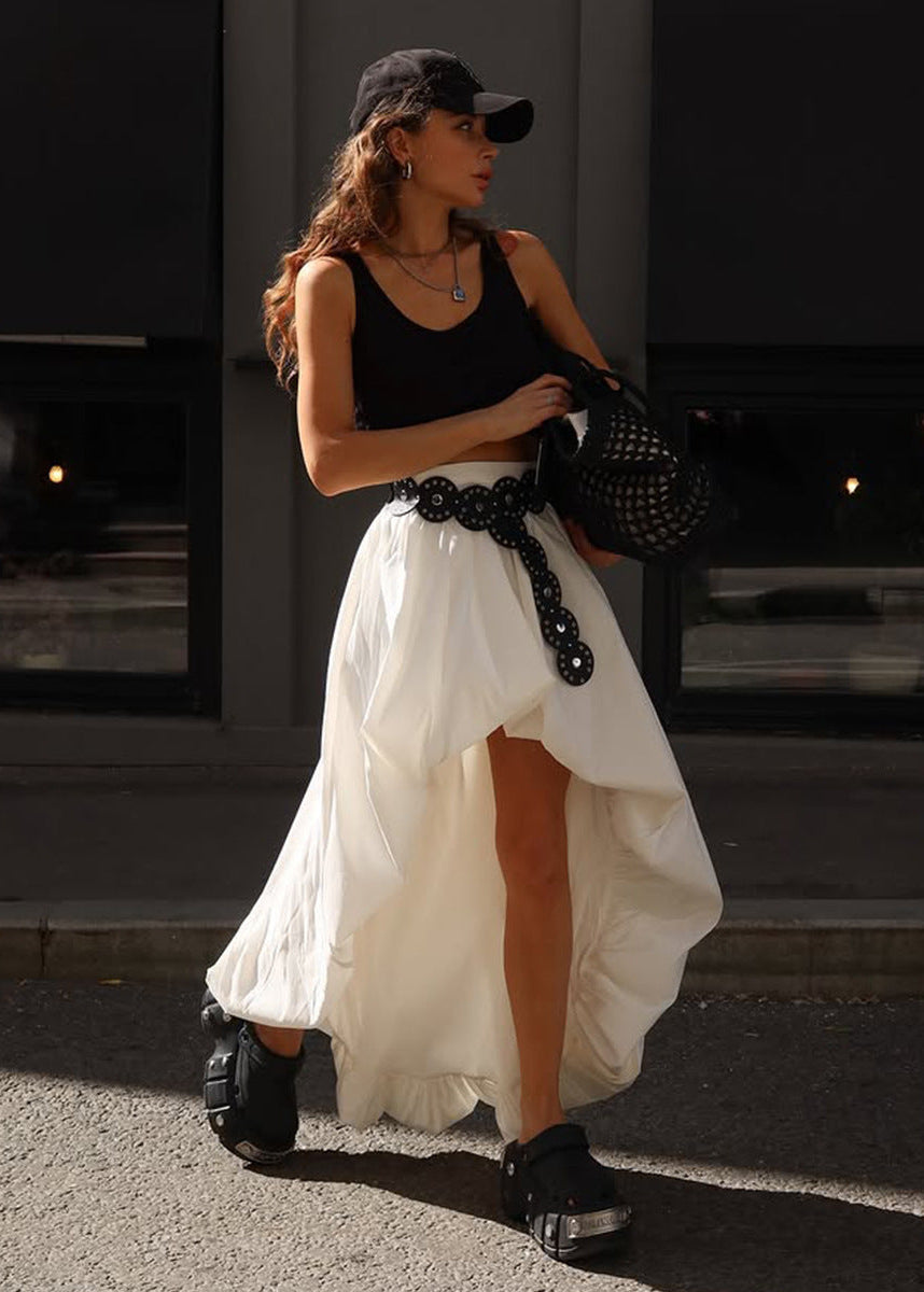 Cotton Irregular Bud Design Skirt, Street Style