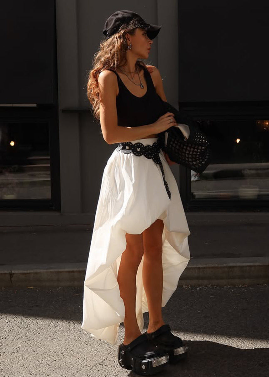 Cotton Irregular Bud Design Skirt, Street Style