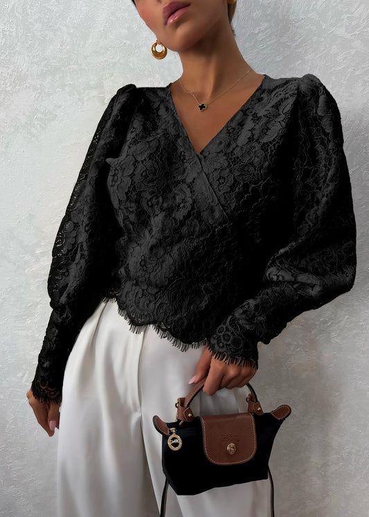 V-Neck Lace Top • Commute Style