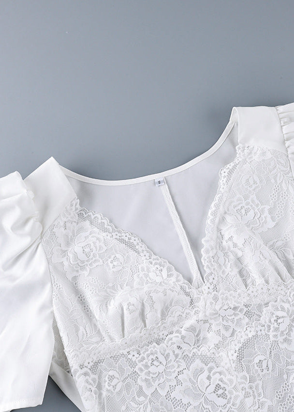 V-Neck Lace Top, Slim, Stylish & Sexy