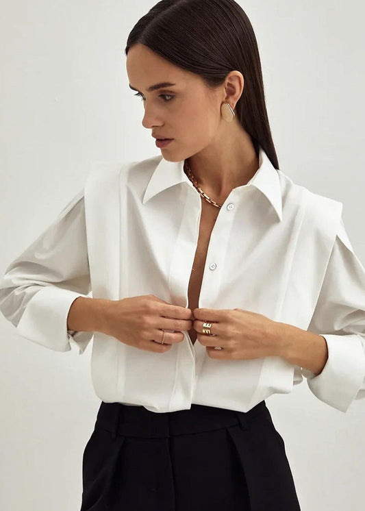 Women's French Commute Shirt, Structured Shoulders, Slim & Luxurious