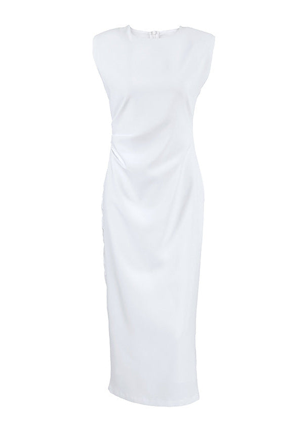 White Slim Fit High-End Slit Dress