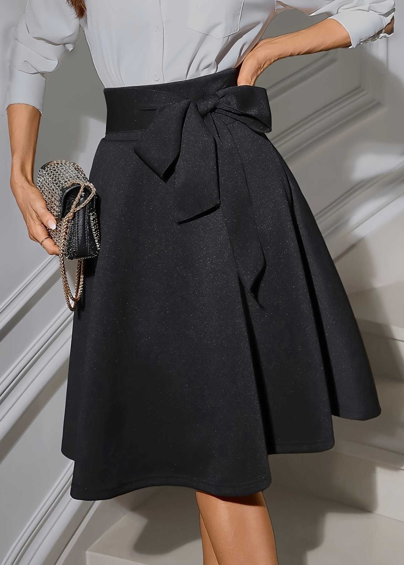 High Waist Tie A-Line Midi Skirt, Retro Style
