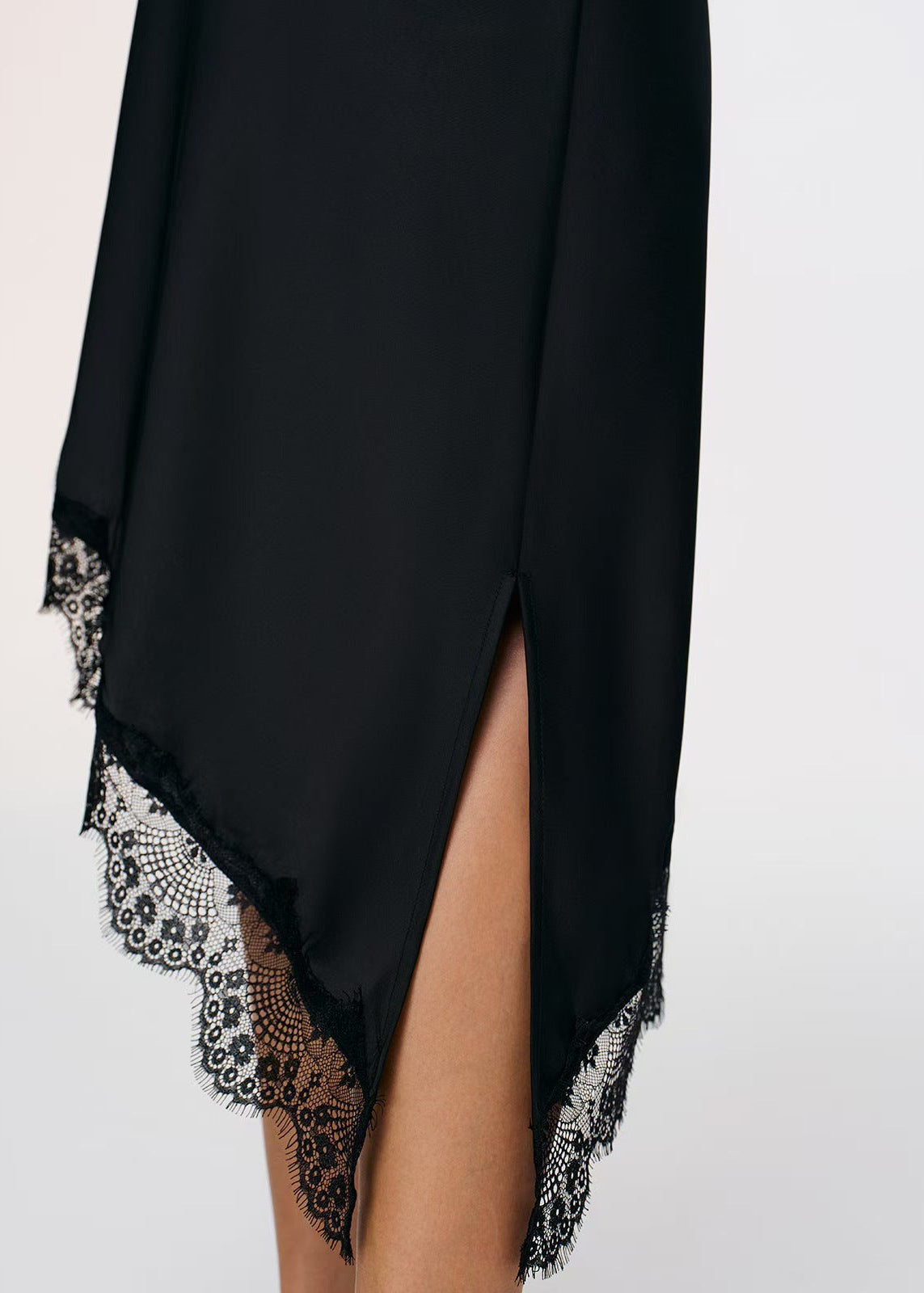 Women's Elegant Slim A-Line Skirt with Irregular Lace Splicing