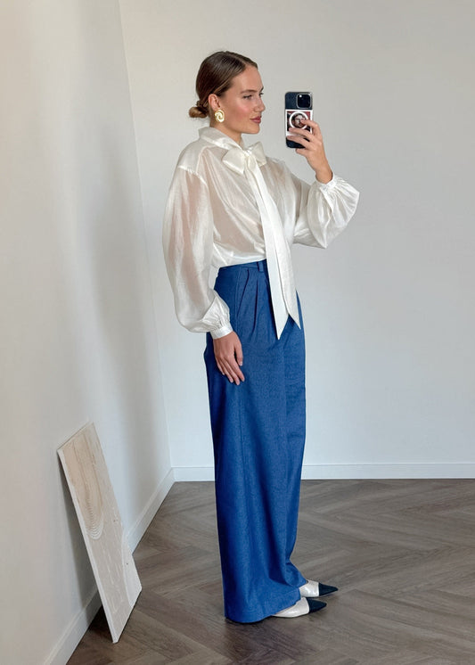 Women's Long Sleeve Shirt with Bow Design, Commute Style