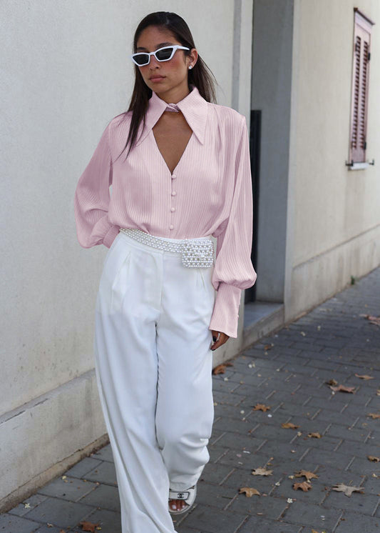Elegant Lapel Blouse for Commute