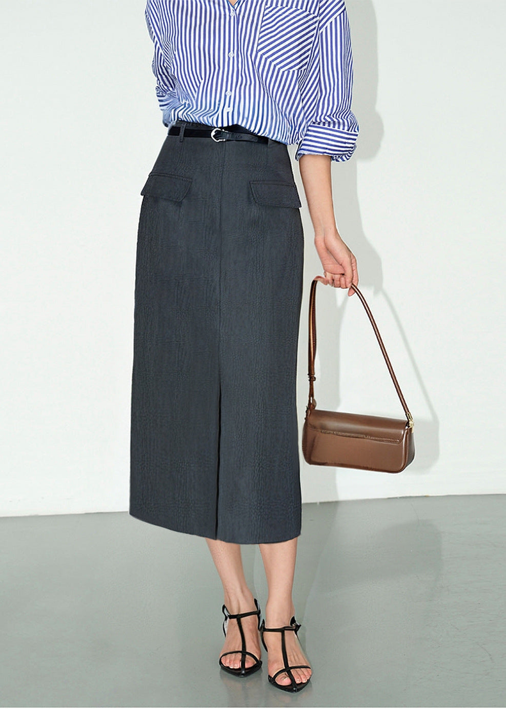 Gray Bodycon Work Skirt, Professional Style