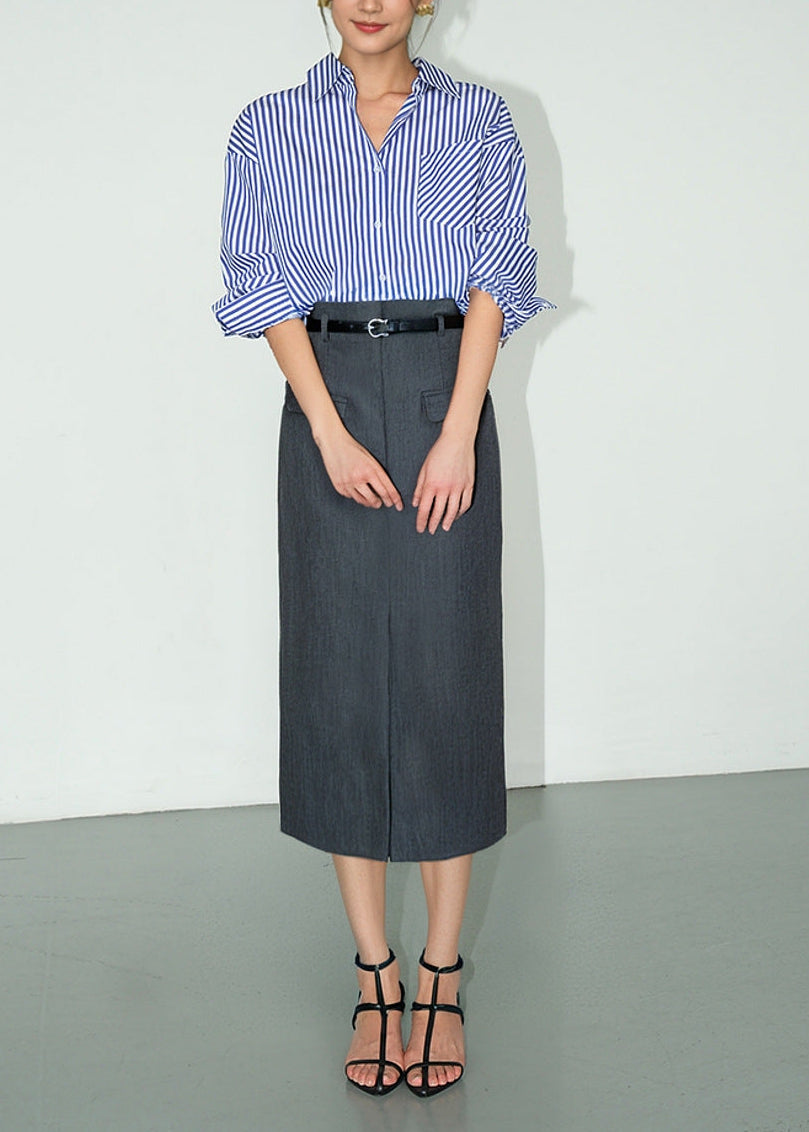 Gray Bodycon Work Skirt, Professional Style