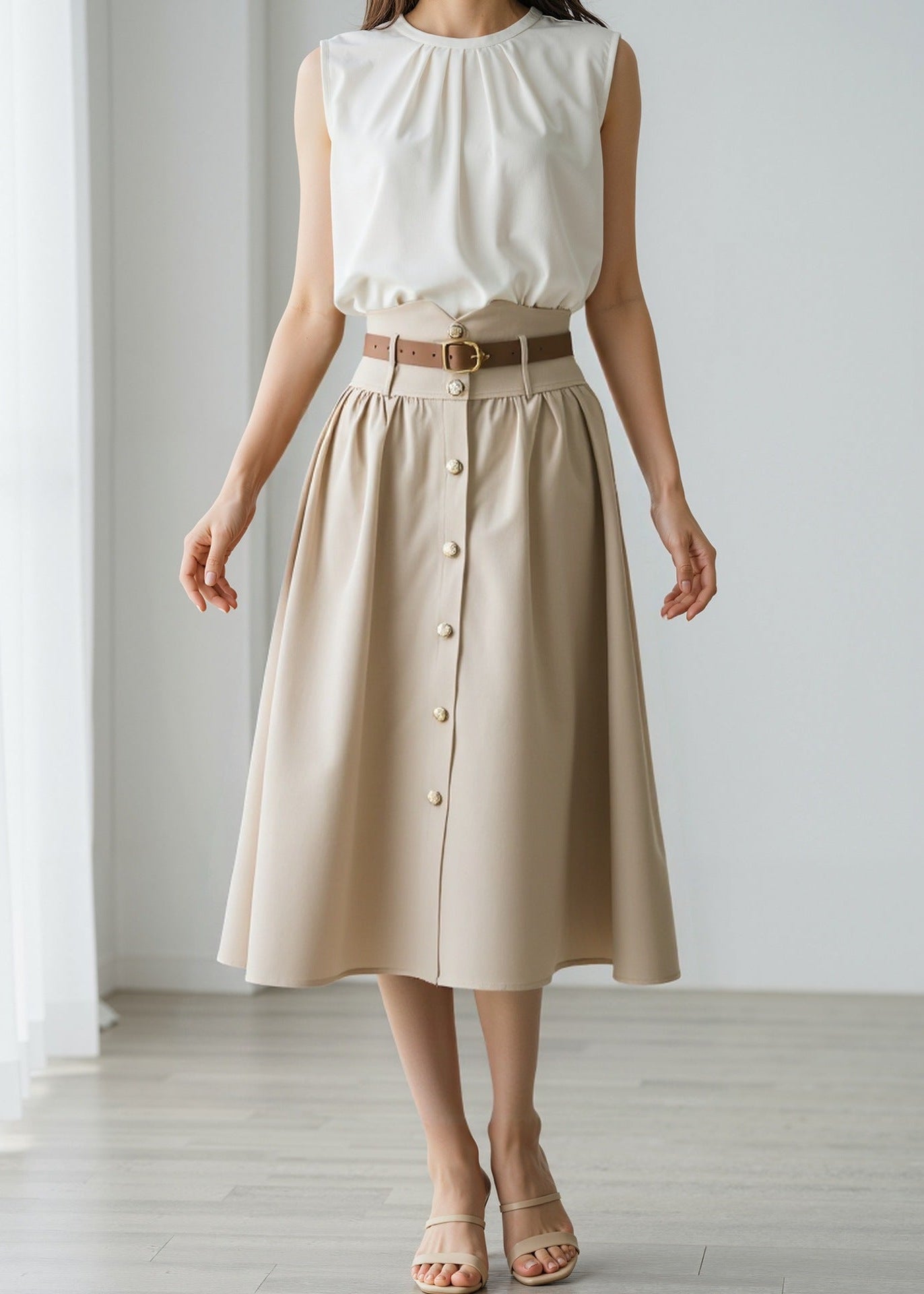 Fashion Elegant High Waist Long Academy Skirt