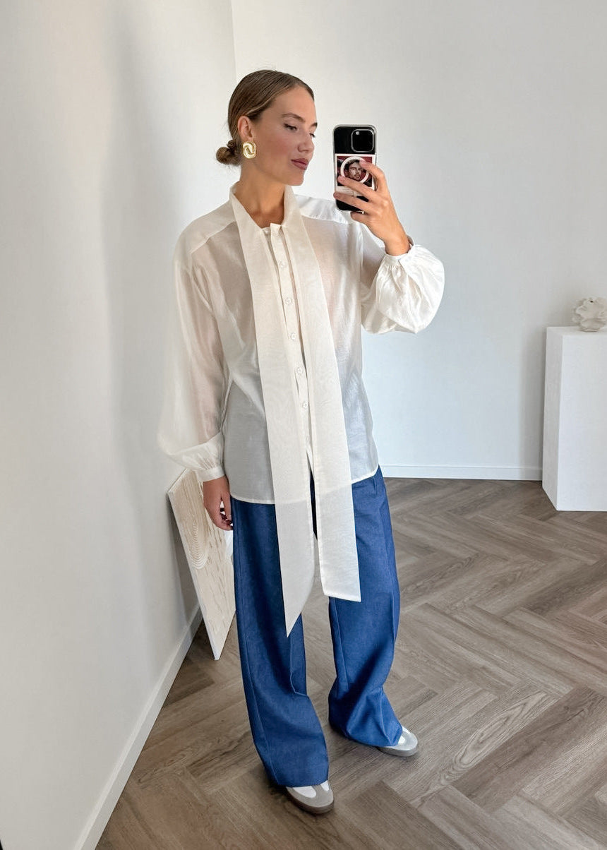 Women's Long Sleeve Shirt with Bow Design, Commute Style