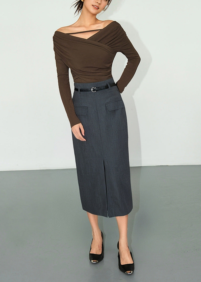 Gray Bodycon Work Skirt, Professional Style