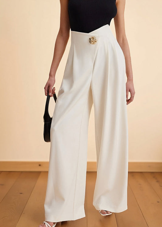 Casual Commute Irregular Waist Wide-Leg Pants