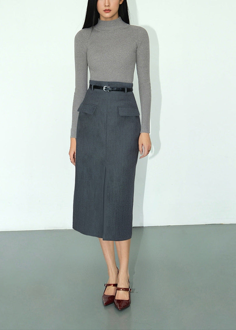 Gray Bodycon Work Skirt, Professional Style