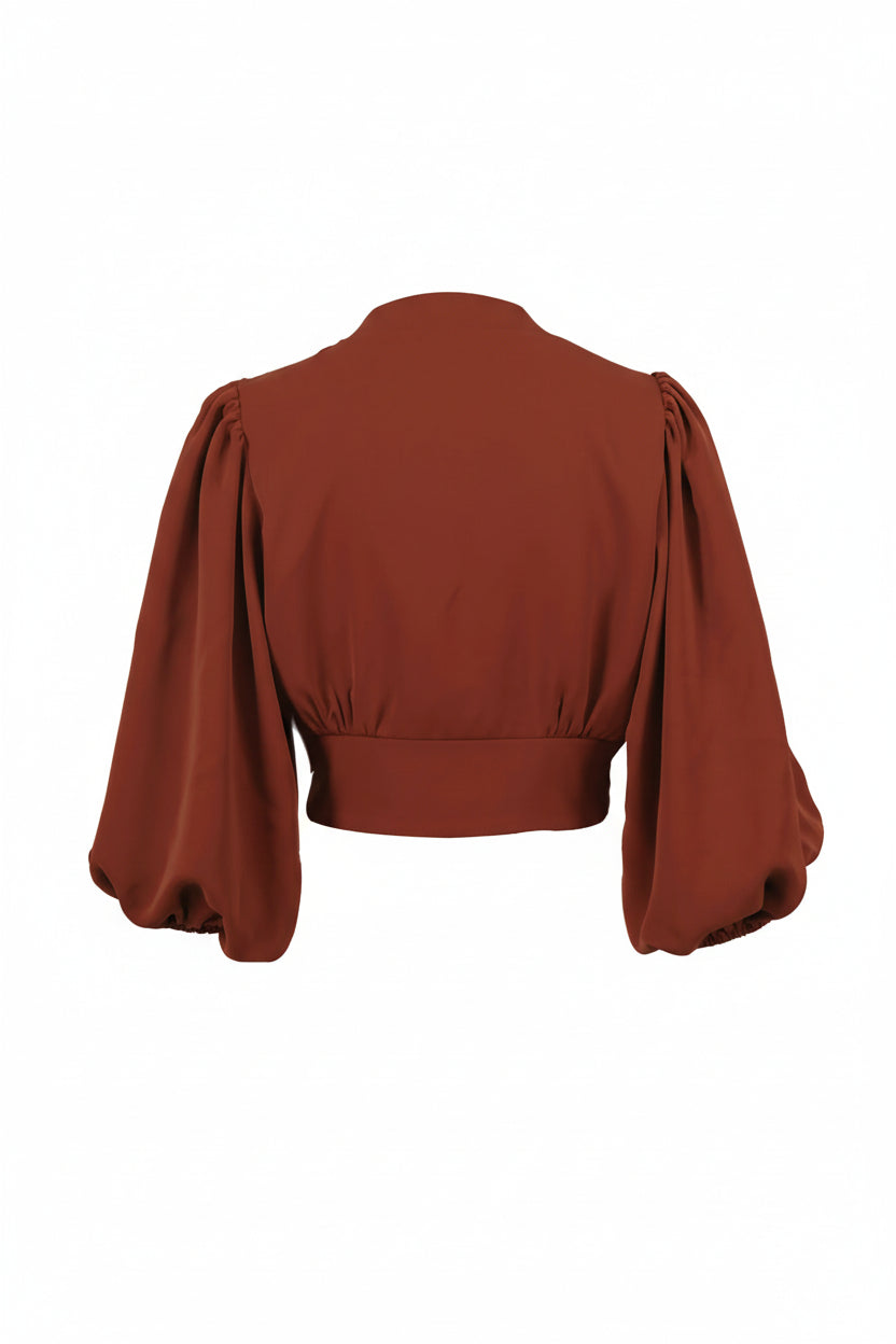 French Style Chiffon V-Neck Long Sleeve Blouse for Commute