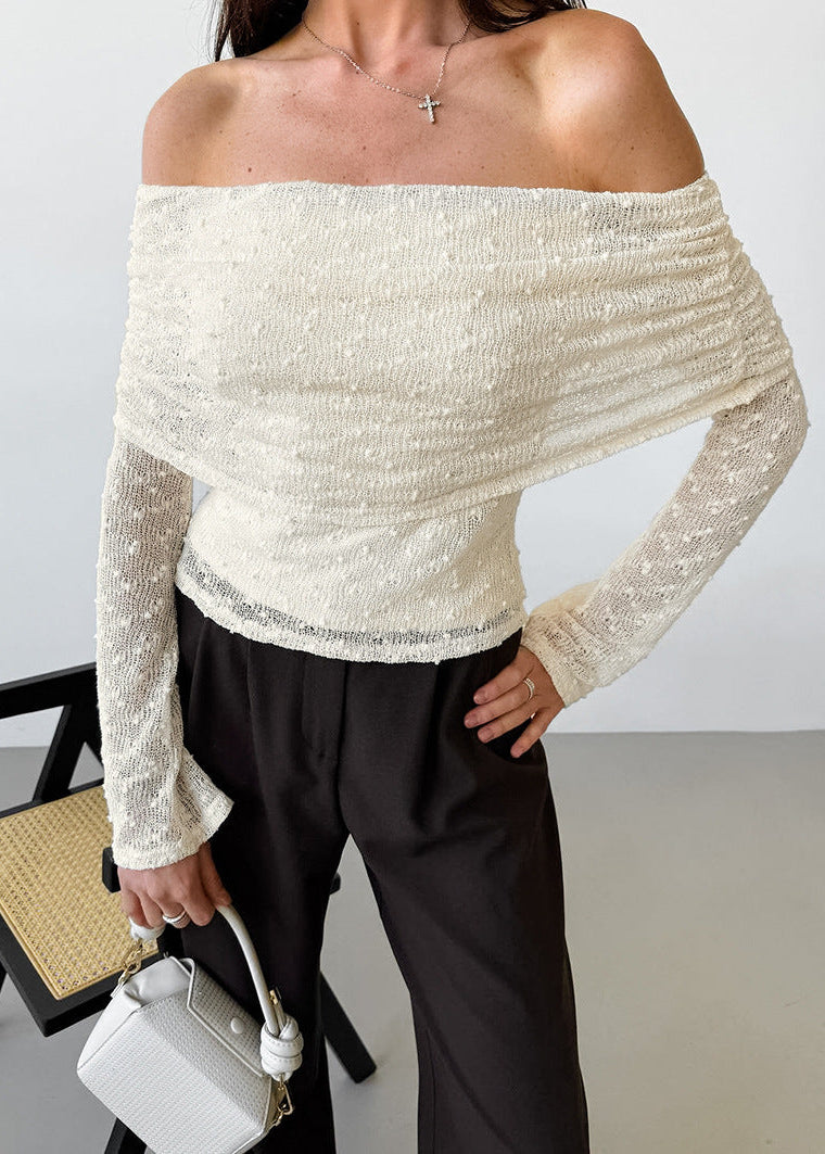 French Style Apricot Off-Shoulder Lace Top