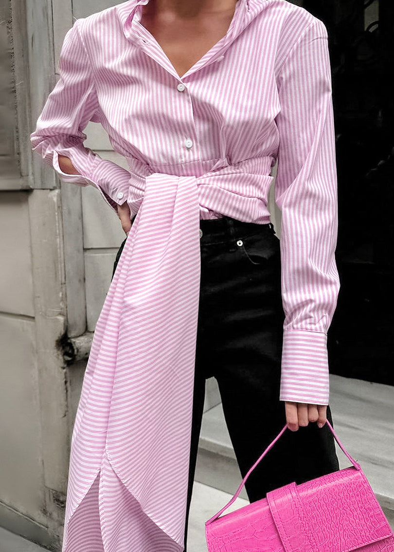 Women's Shirt with Stylish Tie Waist, Slim Fit & Versatile