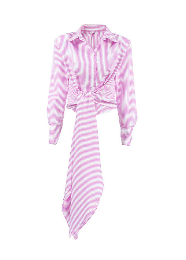 Women's Shirt with Stylish Tie Waist, Slim Fit & Versatile