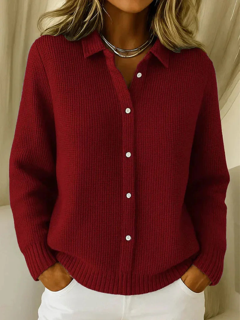 Knitted cardigan with fine texture