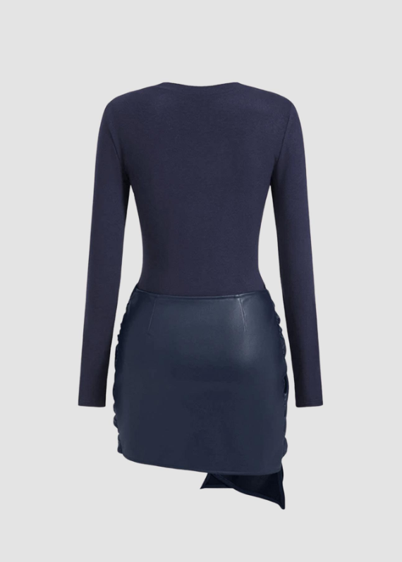 Solid Color Long Sleeve Tie Front Mini Dress